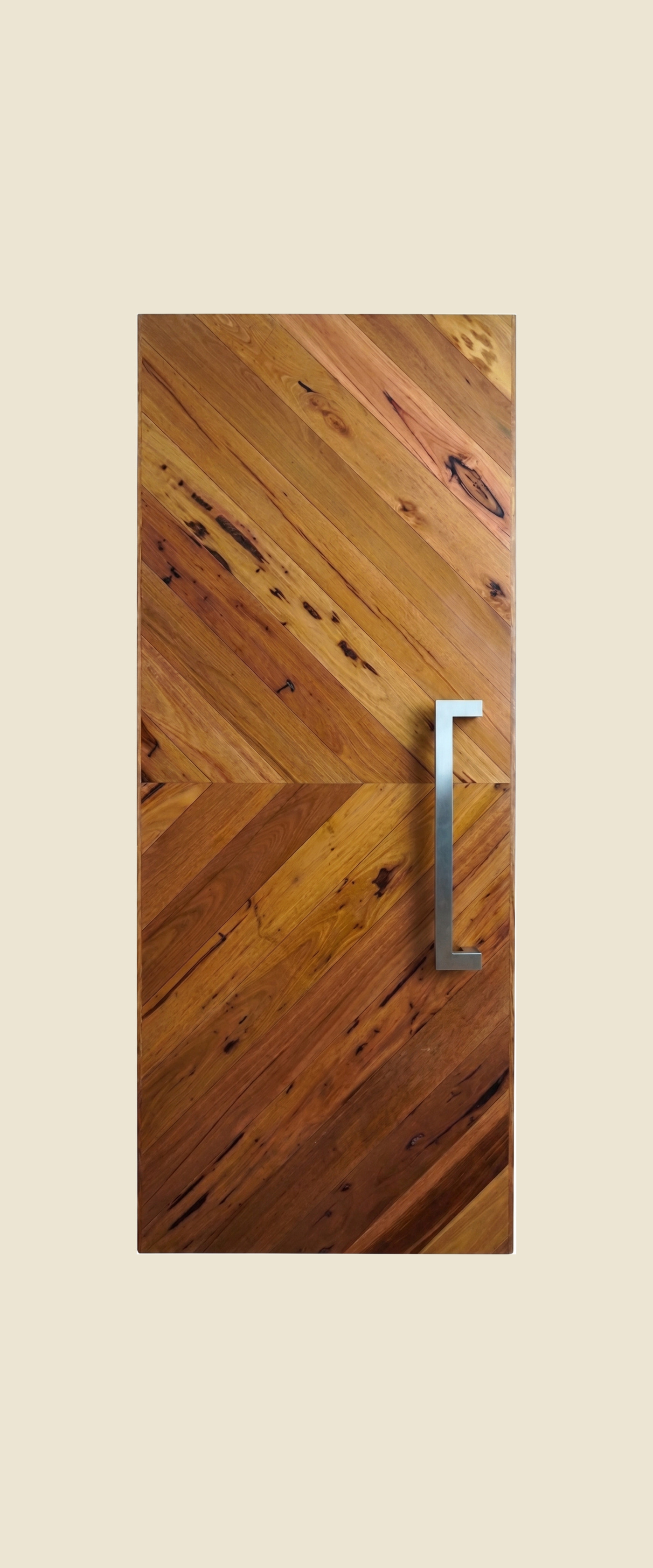 EMBER chevron pattern architectural entrance door, Australian Chestnut